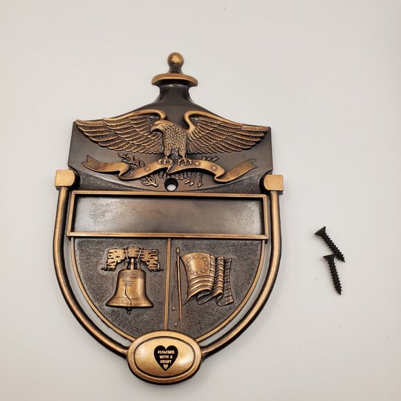 Heritage Door Knocker Plaque Colonial Eagle Liberty Bell Flag Bicentennial - Picture 5 of 8
